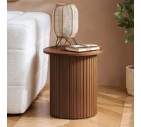 Axel Round Side Table - Walnut Fluted