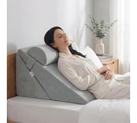 Axelrod 3PCS Bed Wedge Pillow Set Foam | Adjustable Pillows for Back, Leg and Knee Pain Relief& Adjustable Pillows- Anti Snoring, Heartburn, Acid Reflux & GERD Sleeping, Gray