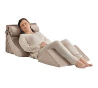 Axelrod 4PCS Orthopedic Bed Wedge Pillow Set, Post Surgery Foam for Back, Neck and Leg Pain Relief Comfortable & Adjustable Pillows- Anti Snoring, Heartburn, Acid Reflux & GERD Sleeping Light Brown