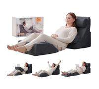 Axelrod 6PCS Orthopedic Bed Wedge Pillow Set, Post Surgery Foam for Back, Neck and Leg Pain Relief Comfortable & Adjustable Pillows- Anti Snoring, Heartburn, Acid Reflux & GERD Sleeping Melange Gray
