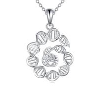 AXELUNA DNA Necklace for Women Men S925 Sterling Silver DNA Pendant DNA Jewelry Biologist Gifts for Women Men