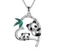 AXELUNA Panda Necklace 925 Sterling Silver Parent and Child Panda Heart Pendant Necklace Family Jewelry Gift for Daughter Child from Mother/Father