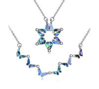 AXELUNA Star of David Necklace Sterling Silver Magnetic Folding Hexagram Pendant Abalone Butterfly Necklace Jewelry for Women