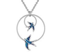 AXELUNA Swallow Bird Necklace for Women Sterling Silver Swallow Pendant Necklace Mother Daughter Jewelry Gifts for Women