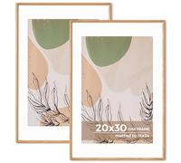 Axeman 20x30 Oak Poster Frame Set of 2 - Rounded Corner 20 x 30 Frame Matted to 16x24 - Natural Oak Wood Picture Frame with Tempered Glass for Wall Mount Display
