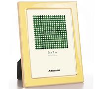 Axeman 5x7 Enamel Picture Frames with Tempered Glass|5 x 7 Modern Photo Frame with Gold Metal Edge Velvet Back for Tabletop and Wall Mount Display for Shelf, Desk & Countertop Decor, Yellow