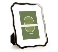 Axeman 8x10 Enamel Picture Frame with Mat for 5x7 Photo|Tempered Glass|8 x 10 Modern Ornate Photo Frame with Gold Metal Edge Velvet Back for Tabletop and Wall Mount Display, Black