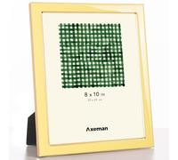 Axeman 8x10 Enamel Picture Frames with Tempered Glass|8 x 10 Modern Photo Frame with Gold Metal Edge Velvet Back for Tabletop and Wall Mount Display for Shelf, Desk & Countertop Decor, Yellow