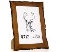 Axeman 8x12 Live Edge Picture Frame, Solid Rustic Handcrafted Wood Frame with Real Bark Edges & High Definition Glass Front, Farmhouse Decor for Tabletop or Wall Display