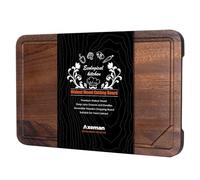 Axeman Walnut Wood Cutting Board with Juice Groove for Kitchen Countertop, Tick American Black-Walnut Wooden Chopping Board Charcuterie Board Butcher Block for Meat Vegetables, 16x10 inch