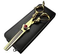 AXEMOORE Porfessional Hairdressing Scissors Kit 5.5 Inches Stainless Steel Hair Cutting Shears Kit Professional Barber for Women & Men(Golden)