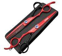 AXEMOORE Porfessional Left-Handed Hair Cutting Scissors 6 Inch Stainless Steel Hair Scissors Sharp Scissors for Hair Cutting Good for Hairdressers, Men, Women and Children (2-Piece Set-B)