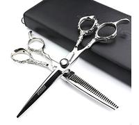 AXEMOORE Porfessional Left-Handed Hair Cutting Scissors 6 Inch Stainless Steel Hair Scissors Sharp Scissors for Hair Cutting Good for Hairdressers, Men, Women and Children (2-Piece Set-C)