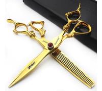 AXEMOORE Professional Gold and Black Hairdressing Scissors, Heavy-duty, 7 Inch, Stainless Steel, Ambidextrous, 22 cm
