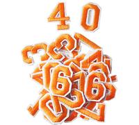 AXEN 40PCS Iron on Numbers Patches, Embroidered Number Patches from 0 to 9, Applique for Clothes, Dress, Hat, Jeans, DIY Accessories, Orange