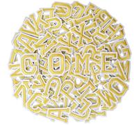 AXEN 52pcs Alphabet A to Z Patches, Iron on Sew on Letters for Clothes, Classic Gold