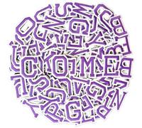 AXEN 52pcs Alphabet A to Z Patches, Iron on Sew on Letters for Clothes, Classic Purple