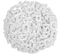 AXEN 52pcs Alphabet A to Z Patches, Iron on Sew on Letters for Clothes, Classic White