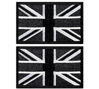AXEN British Union Jack Patch Black United Kingdom Flag Patch British Union Patches Tactical Patches Hook and Loop Applique for Military Uniform Tactical Bag Jacket Jeans Hat, 2pcs