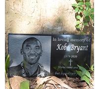 AXEN Human Memorial Stone, Black Granite Stone Human Headstone Memorial Stone Granite Grave Marker with Picture, Customized (12 × 6 in