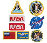 AXEN NASA Patches, Embroidered Iron on/Sew on Patches Space Badge Applique for Clothes, Hat, Backpack, Jeans, DIY Accessories, Pack of 8