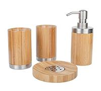 axentia Bamboo Bath Set Wood/Silver 10 x 23 x 19 cm