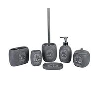 axentia Bathroom Set, Grey/White, 6-Piece