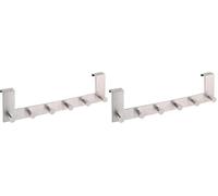 Axentia Door Hanger with 6 Hooks, Coat Hooks for The Door No Drilling Required, Door Hooks for Kitchen, Bathroom, Living Room and Hallway, Silver (Pack of 2)