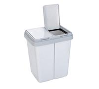 axentia Double Recycling Waste Bin, 2 x 23 L Twin Double Compartment Bin for Waste Separation, Fingerprint Proof Plastic Trash Can, Office Indoor/Outdoor Use Garden Rubbish Disposal Dual Dustbin, approx. 33 x 43 x 51 cm, Grey