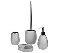 axentia Hollywood Glitter Bathroom Set - 4 Piece Silver Bath Set 13 x 32 x 20 cm