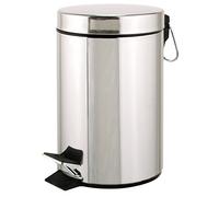 axentia in silver stainless steel waste bin with pedal, plastic insert, ideal for kitchen and bathroom, 3L