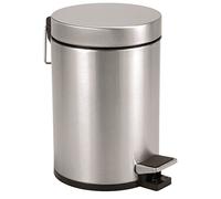 Axentia Stainless Steel Matte Brushed & Rustproof Pedal Bin - 3L Cosmetic Rubbish Bin with Lid for Bathroom & Toilet, Silver/Black, 17 x 17 x 25 cm