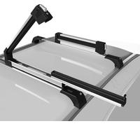 AXENTURE Sliding Ski & Snowboard Roof Rack 90cm, Lockable, T-Track or Clamp-On Mount for Roof Cross Bars, Holds 6 Pairs of Skis or 4 Snowboards - Grey