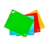 Axer Colour Coded Chopping Boards for Kitchens 4 pcs - Flexible Cutting Board Set Food Icons - Large Plastic Chopping Board Set Colour Coded BPA-Free