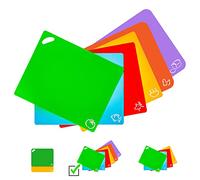 Axer Colour Coded Chopping Boards for Kitchens 6 pcs - Flexible Cutting Board Set Food Icons - Large Plastic Chopping Board Set Colour Coded BPA-Free
