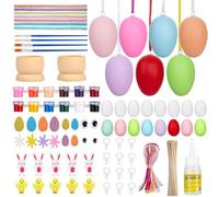 AXERHK 50PCS Easter Egg,DIY Easter Egg Kit, Plastic White Hanging Eggs & Colorful Ornament Eggs,Easter Crafts for Kids,Easter Gifts for Kids,Easter Decorations Party Favor