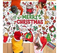 AXERHK Christmas Table Cloth,Christmas Decorations,110 X 80cm Christmas Tablecloth with 12 Paint Pens,Merry Christmas Coloring Tablecloth for Kids,DIY Paper Table Cloth Christmas Crafts for Kids