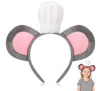 AXERHK Women's Mouse Headband, Halloween Headband, Cartoon Plush Toys Mouse Headband with Chef's Hat, Chipmunk Ears Design Mouse Costume, Mouse Costume for Halloween, Carnival, Cosplay, Costume Party