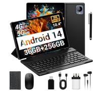 AXETOP 10.4 inch Tablet with Sim Card Slots, Android 14 Tablet, 36GB RAM+256GB ROM, Octa-Core Processor,1920x1200, 8000mAh, 13MP+8MP, BT5.0, FHD, GPS, OTG, Tablets with Keyboard丨Mouse丨Stylus(Black)