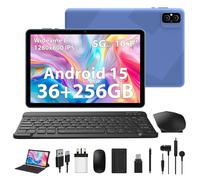 AXETOP 10 inch Tablet PC Android 15, 36GB RAM+128GB ROM (1TB TF), Quad-Core Processor, 5G WiFi丨BT 5.0丨8000mAh丨8MP+5MP丨Widevine L1, Tablet with Keyboard, Mouse, Case, Stylus, Earphones(Blue)