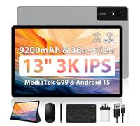 AXETOP 13 inch Tablet, Android 15 Tablet with SIM Card Slot, 36(12+24) GB RAM+512GB ROM, Helio G99 2.2Ghz Octa-Core Gaming Tablets, 9200mAh, Widevine L1, 8MP+13MP, 2944x1840 IPS, 18W Charge - Gray