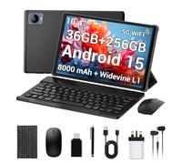 AXETOP10.4 Inch Tablet Android 15, 5G WiFi, 36GB RAM+256GB ROM (512GB Expansion), Octa-Core, 1920x1200, 8000mAh,13MP+8MP, Widevine L1, FHD, GPS, OTG, Tablet with Keyboard丨Mouse丨Stylus丨Case (Gray)