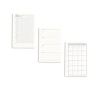 AxeWoodz A7 Planner Refills 2021, 3 Packs (135 Sheets/270 Pages), Daily & Weekly & Monthly, 6-Hole Punched, White, Ruled