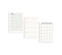 AxeWoodz A7 Planner Refills 2021, 3 Packs (135 Sheets/270 Pages), Daily & Weekly & Monthly, 6-Hole Punched, White, Ruled