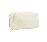 AxeWoodz Corduroy Makeup Bag Solid Cosmetic Bag Travel Toiletry Zipper Pouch Small Makeup Pouch Brushes Organizer Storage Bag for Women, Beige, Quadrate
