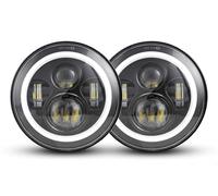 Axexnejv Front Light Assembly 2Psc For 1997~2006 For Jeep For Wrangler TJ 2 Door 7 Inch LED Headlight H4 Hi-Lo With Halo Angel Eyes(45w halo light black)