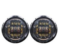 Axexnejv Front Light Assembly 2Psc For Land For Rover For Defender 90 7 Inch LED Headlight H4 Hi-Lo With Halo Angel Eyes(90w black)