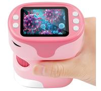 AXFEE 1000X Handheld Digital Microscope, 4K 2.0" Screen, Portable Rechargeable Pocket Microscope, Science Education Gift, Lab Handheld Digital Microscopes for Slides Set, Case and 32G Card (Pink)