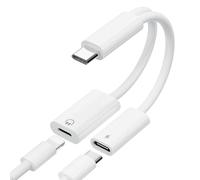 AXFEE 2-In-1 Type C to Type C 27W Fast Charging and Lightn-ing Headphone Plug, Compatible with iPhone 15/Pro/Max, Compatible with Samsung Galaxy S23/S22/S21/S20/Pixel 7/6/Huawei Mate 40/Mate 60/P30