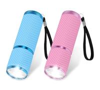 AXFEE 2 Pack Small Torch, Battery Operated Torch, Flashlight-Torchs with 9 LEDs, 90mm Mini-Torchs Led Super Bright, Lightweight Pocket-torchs Kids Camping Outdoor Hiking Gifts(Batteries not Included)